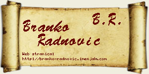 Branko Radnović vizit kartica